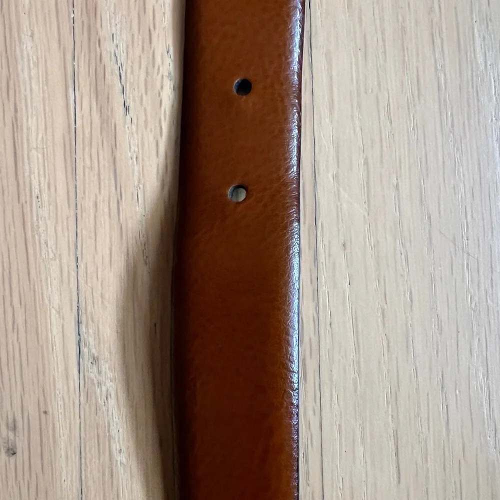 Paul Lawrence Genuine Brown Leather Belt 30 Waist Made in Italy Metal Buckle
